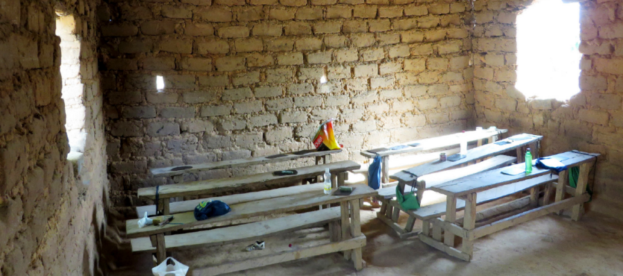 an old school with a dirt floor and without windows in Mali