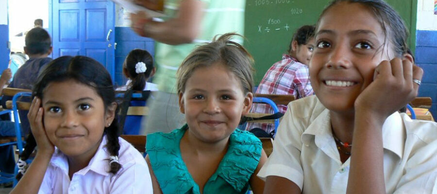 Mata De Cana Girls in a classroom in Nicaragua