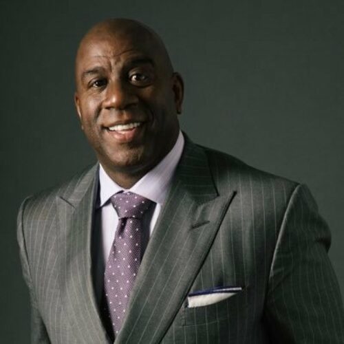 Magic Johnson smiles